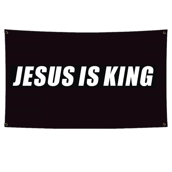 Jesus is King Flag 3x5fts 90X150cm for Indoor Outdoor, Vivid Colour, Double Stitching On the Edge, Christian Flags with 4 Brass Grommets  American Flag US Flag