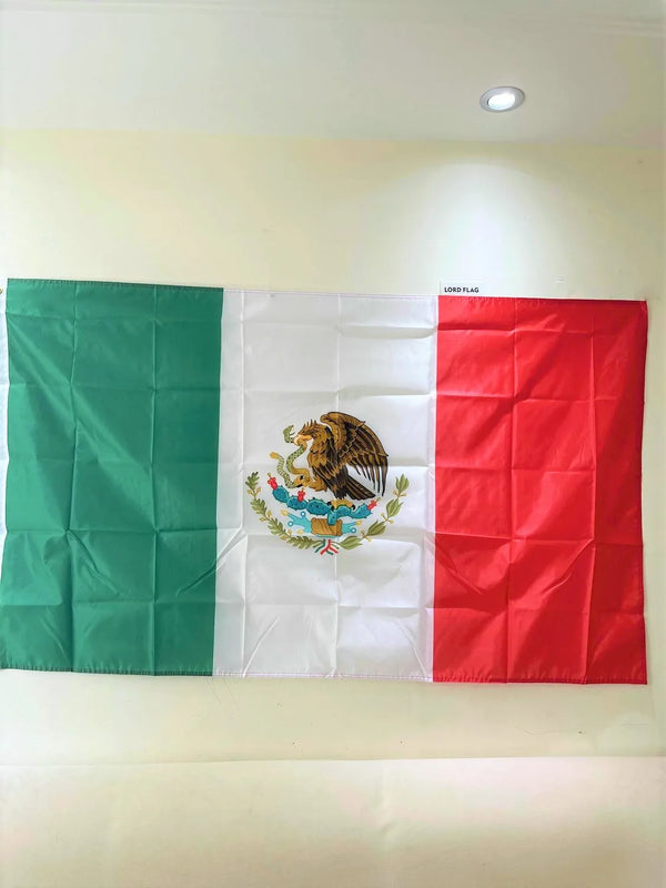 Free shipping Mexico flag 90X150cm Hanging Printed red white green Mex Mx Mexican National Flags Mexicanos Banner For Decoration